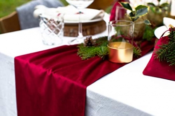 100% Mosel Tischläufer Samt, in Bordeaux Rot (28 cm x 5 m), Tischband aus Polyester in matter Samt-Optik, edle Tischdeko für den Herbst & Winter, Dekoration zu besonderen Anlässen - 4