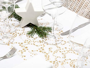 100%Mosel Tischläufer Sterne, in Gold/Metallic (28 cm x 5 m), Tischband aus Organza, edle Tischdeko für Weihnachten & Adventszeit, Festliche Dekoration zu besonderen Anlässen - 3