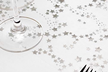 100%Mosel Tischläufer Sterne, in Silber/Metallic (28 cm x 5 m), Tischband aus Organza, edle Tischdeko für Weihnachten & Adventszeit, Festliche Dekoration zu besonderen Anlässen - 2
