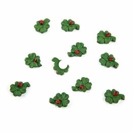 12 kleine mini KLEEBLATT Marienkäfer grün rot 1,5 cm Glücksbringer Streuteile Silvester Tischschmuck Hochzeit Geburtstag Fest Feier Weihnachten Tischdeko Streudeko - 1