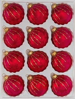 12 TLG. Glas-Weihnachtskugeln Set in Ice Rot Gold Regen- Christbaumkugeln - Weihnachtsschmuck-Christbaumschmuck - 1