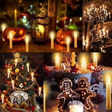 20-60er Weinachten LED Kerzen Weihnachtsbeleuchtung Lichterkette Kerzen kabellos Weihnachtskerzen Weihnachtsbaum Kerzen mit Fernbedienung kabellos Baumkerzen(milchweisse Hülle, 30er) - 2