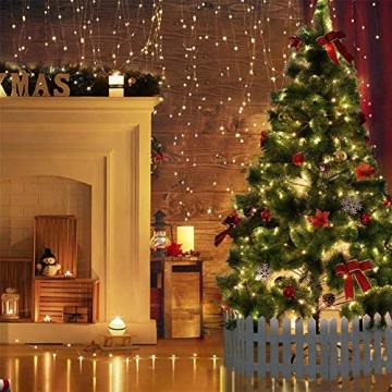 [220 LED] Lichterkette, 25M 8 Modi lichterkette außen strom lichterketten wasserdicht außen/innen Kupfer Lichterketten mit Remote-Timer zum Schlafzimmer, balkon möbel, Party, Weihnachten (Warmweiß) - 6