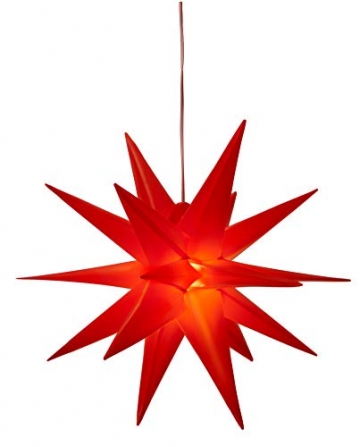 3D Leuchtstern inkl. warm-weißer LED Beleuchtung | für Innen und Außen geeignet | hängend | 7,5 m Zuleitung | ca. 57x44x48 cm (Rot) - 8