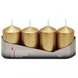 4er Tray Stumpenkerzen Gold lackiert, Größe ca. 50 x 80 mm Adventskerzen Weihnachtskerzen Säulenkerzen - 1
