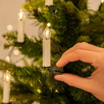 50er LED Weihnachtsbaum Lichterkette Kerzenlichterkette Creme Innen - 6