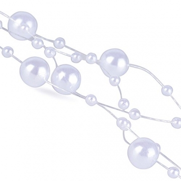 (65 Meter) 50 Strang Perlengirlande Perlenband Perlenkette Deko Weiß Tischdeko Hochzeit Dekoration Perlen Girlande für Braut Haarschmuck Brautstrauß Weihnachten DIY Handwerk (1,3M lang/Strang) - 2