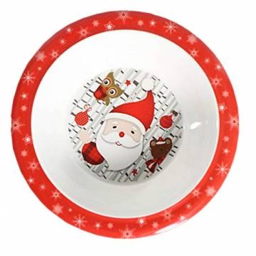 ABOOFAN Weihnachtsparty-Teller, Cartoon-Weihnachtsmann-Teller, Cartoon-Löffel und Gabel, Dessert-Teller, Weihnachts-Geschirr-Set, Weihnachten, Abendessen, Tisch-Party-Dekoration, Zubehör (weiß rot) - 1