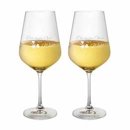 AMAVEL Weißweingläser, 2er Set Weingläser mit Gravur für Oma und Opa, Motiv 3, gravierte Weingläser aus Klarglas - 1