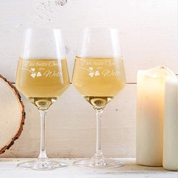 AMAVEL Weißweingläser, 2er Set Weingläser mit Gravur für Oma und Opa, Motiv 3, gravierte Weingläser aus Klarglas - 6