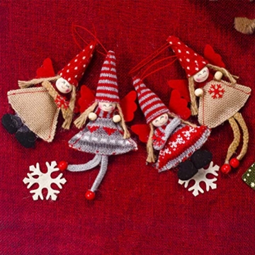 Amosfun entzückende Engel Anhänger Tuch Weihnachtsbaum Dekor Wand Schrank Tür Fenster hängen Ornament Partei liefert (kurzbeinigen gestreiften Hut) - 7