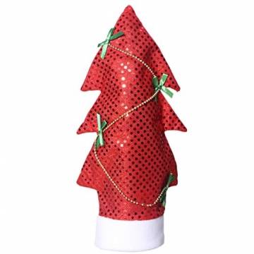 Amosfun weihnachtswein flaschentasche weihnachtsbaumform Wein flaschenbezug Tasche Pailletten Wein Aufbewahrungstasche weihnachtstischdekoration rot - 1