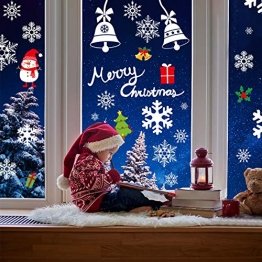 AmzKoi 160 Fensterbilder Selbstklebend, 6 Blätter Schneeflocken Fenstersticker Winter Deko Weihnachtsdeko, Fensterbilder Schneeflocken Wiederverwendbar - 1