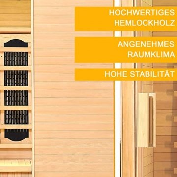 Artsauna Infrarotkabine Oslo – Triplex-Heizsystem Infrarotsauna - 2 Personen – LED-Farblicht, Digitale Steuerung – Hemlock-Holz - 6