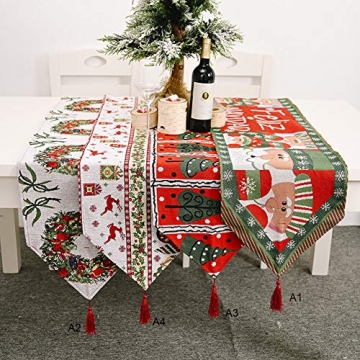 Blanketswarm Tischläufer, Weihnachts-Tischwäsche, Weihnachtsmann, Elch, Tischdecke, Tischdecke für Familienessen, Party, Zuhause, Urlaub, Dekoration, 35 x 180 cm - 2