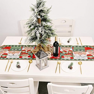 Blanketswarm Tischläufer, Weihnachts-Tischwäsche, Weihnachtsmann, Elch, Tischdecke, Tischdecke für Familienessen, Party, Zuhause, Urlaub, Dekoration, 35 x 180 cm - 3