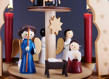 Brubaker 2-stöckige Weihnachtspyramide aus Holz - 30 cm - Krippenszene mit Jesuskind Maria und Josef, Engeln und Sternsingern - 4