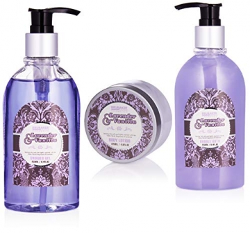 BRUBAKER Cosmetics Bade-Geschenkset Lavendel Vanille mit Deko Badewanne schwarz 9-teilig - 3