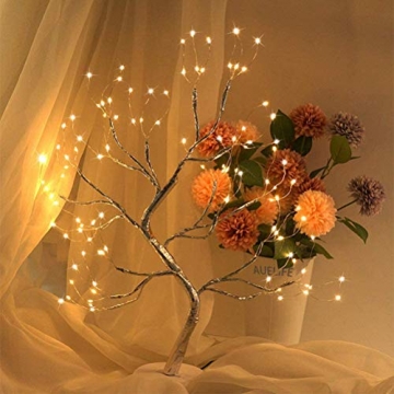 Bsopem Kirschblüten-Baum-Licht, USB-Weihnachtsbaum-LED-Zweig-Licht, DIY-Bonsai-Baum-Lampe, Schreibtisch-Nachtlicht mit Touch-Schalter, Weihnachtsdekoration, Licht für Schlafzimmer(50 cm) - 3