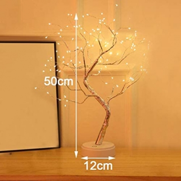 Bsopem Kirschblüten-Baum-Licht, USB-Weihnachtsbaum-LED-Zweig-Licht, DIY-Bonsai-Baum-Lampe, Schreibtisch-Nachtlicht mit Touch-Schalter, Weihnachtsdekoration, Licht für Schlafzimmer(50 cm) - 7