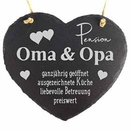 camolo Schieferherz 20x17cm Mit Spruch Deko Wandbild Zum Aufhängen Herz Schiefer Natur Geschenk (Pension Oma & Opa) - 1