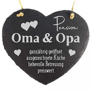 camolo Schieferherz 20x17cm Mit Spruch Deko Wandbild Zum Aufhängen Herz Schiefer Natur Geschenk (Pension Oma & Opa) - 1