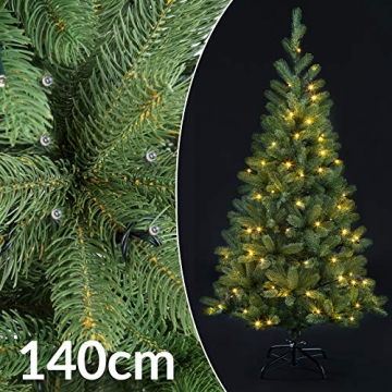 Casaria Weihnachtsbaum 140 cm LED Lichterkette Edeltanne Ständer künstlicher Tannenbaum Christbaum Weihnachten PE Grün - 4