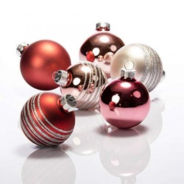 com-four® 36x Christbaumkugel in verschiedenen Größen - Weihnachtskugel für den Weihnachtsbaum - Christbaumschmuck aus Glas (36-teilig - rosa) - 4