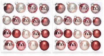com-four® 36x Christbaumkugel in verschiedenen Größen - Weihnachtskugel für den Weihnachtsbaum - Christbaumschmuck aus Glas (36-teilig - rosa) - 1