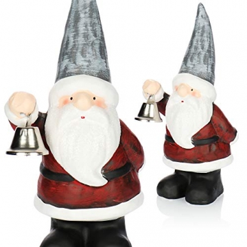 com-four® Weihnachtsmannfigur aus Keramik - dekorativer Santa zum Hinstellen mit Glocke - Dekofigur zu Weihnachten - 24 cm (Weihnachtsmann mit Glocke) - 3