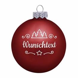 Deitert Weihnachtskugel mit Wunschtext Gravur, Ø 8cm, Personalisierte Christbaumkugel aus Glas (matt), Individueller Weihnachtsbaumschmuck Namen oder Spruch, Rot - 1