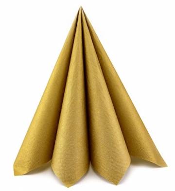Deko Angels 100 Stück Papierservietten Gold 40 x 40 cm Servietten Tissue 3-lagig Tischdeko Hochzeit Weihnachten Mundservietten zum Falten - 1