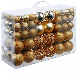 Deuba Weihnachtskugeln 100 Stück Gold - Christbaumkugeln Baumschmuck Weihnachtsbaumschmuck - 1