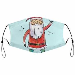 DKISEE Fashion Unisex Staubmaske mit Filterelement, verstellbare Gesichtsmaske mit Ohrschlaufen, Outdoor-Schutzmaske (süßer Weihnachtsmann-Figur, lächelnd und Spruch hoch) - 1