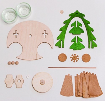 Drechslerei Kuhnert - Hobaku Bastelset Pyramide/Teelichthalter - Weihnachtspyramide mit Krippefiguren - aus Holz zum Zusammenbauen - Made in Germany - 2