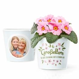 Facepot Oma und Opa Geschenke - Blumentopf (ø16cm) mit Bilderrahmen für Zwei Fotos (10x15cm) - Großeltern die Beste Erfindung seit es Kinder gibt - 1