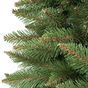 FairyTrees künstlicher Weihnachtsbaum FICHTE Natur, grüner Stamm, Material PVC, inkl. Holzständer, 150cm, FT01-150 - 2