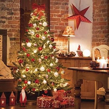 FairyTrees künstlicher Weihnachtsbaum FICHTE Natur, grüner Stamm, Material PVC, inkl. Holzständer, 150cm, FT01-150 - 3