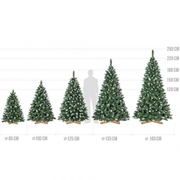 FairyTrees künstlicher Weihnachtsbaum Kiefer, Natur-Weiss beschneit, Material PVC, echte Tannenzapfen, inkl. Holzständer, 120cm, FT04-120 - 5