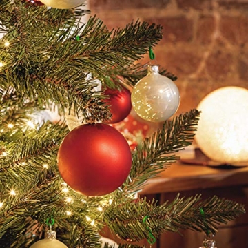 FairyTrees künstlicher Weihnachtsbaum NORDMANNTANNE, grüner Stamm, Material PVC, inkl. Holzständer, 180cm, FT14-180 - 4