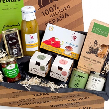 Feinkost-Präsentkorb Veggie-Box Spanien | Ideale Geschenkidee für Freunde der vegetarischen Küche & Vegetarier | Exquisite Auswahl an Tapas-Klassikern geschenkfertig in Geschenk-Box - 2