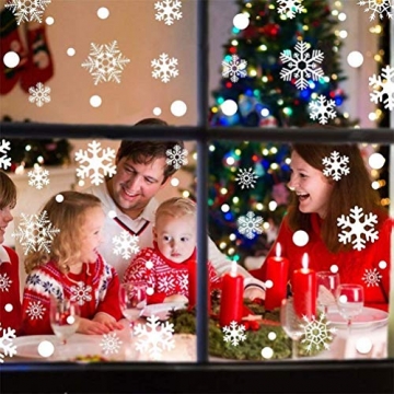 Fensterbilder Weihnachten, 228 Schneeflocken Fenstersticker, Weihnachtsdeko Fenster,Fensteraufkleber PVC Fensterdeko Selbstklebend, für Türen Schaufenster Vitrinen Glasfronten Deko - 4