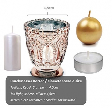 Feste Feiern Teelichthalter Castello 4er-Set Glas 8x7cm Altrosa Rose´ Kerzenhalter Windlicht Dekoration Tafel edle Tischdeko Advent - 4
