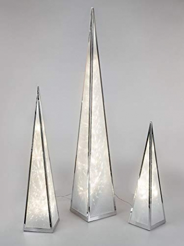 Formano beleuchtbare Deko-Pyramide aus Metall, 45 cm, mit 12 LEDs, 1 Stück, Silber, mit Drehmotor und Adapter - 2