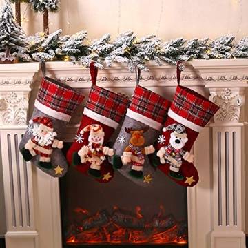 Galapara Weihnachtsstrumpf 4er Set, Weihnachtssocke Weihnachten Kreative Puppe Weihnachten Socken Geschenkbeutel Weihnachtsbaum Anhänger Weihnachtsdekoration Für Weihnachtsfeier Dekorieren - 1