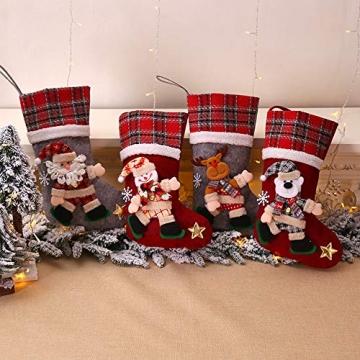 Galapara Weihnachtsstrumpf 4er Set, Weihnachtssocke Weihnachten Kreative Puppe Weihnachten Socken Geschenkbeutel Weihnachtsbaum Anhänger Weihnachtsdekoration Für Weihnachtsfeier Dekorieren - 6