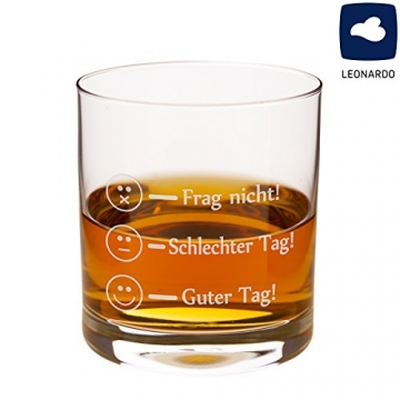 Geschenke 24 Leonardo Whiskyglas - Frag Nicht - Guter Tag Lustiges Whisky Glas - Whiskey Rum Markenglas mit Smiley Gravur je nach Stimmung für Vatertag, Papa Sohn Geschenk - 2