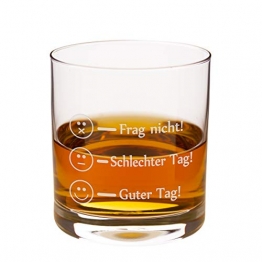 Geschenke 24 Leonardo Whiskyglas - Frag Nicht - Guter Tag Lustiges Whisky Glas - Whiskey Rum Markenglas mit Smiley Gravur je nach Stimmung für Vatertag, Papa Sohn Geschenk - 1