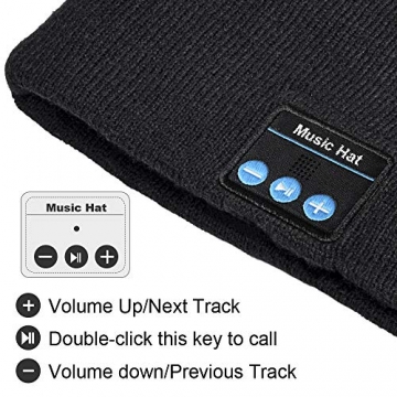 Geschenke für Männer Frauen Bluetooth Mütze - Personalisierte Geschenke Weihnachten Unisex Winter Strickmütze mit Kopfhörern Bluetooth 5.0, Bluetooth Mütze für Winter Outdoor-Sport, Skifahren, Laufen - 2