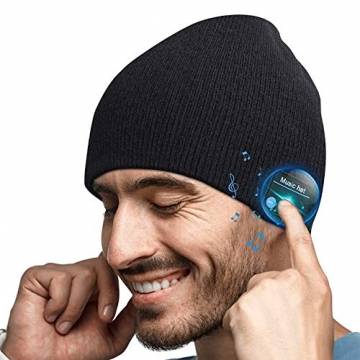 Geschenke für Männer Frauen Bluetooth Mütze - Personalisierte Geschenke Weihnachten Unisex Winter Strickmütze mit Kopfhörern Bluetooth 5.0, Bluetooth Mütze für Winter Outdoor-Sport, Skifahren, Laufen - 1